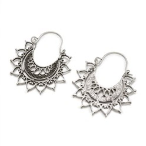 2/$10 Big Sexy Antique Silver Filigree Boho Dangle Drop gypsy Tribal Earring - Picture 4 of 6